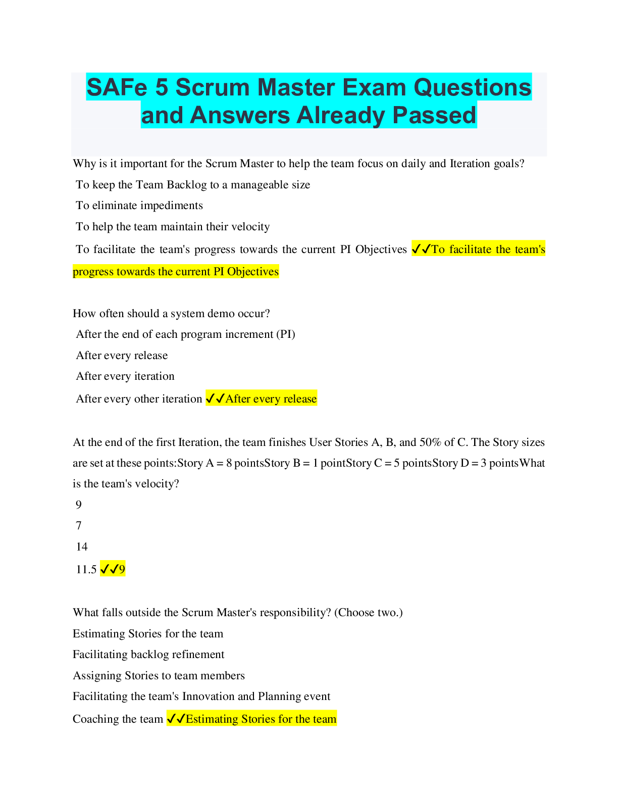 Scrum Master exam practice test questions: CSM, PSM I,.
